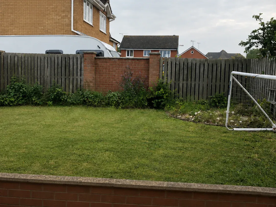 Garden before LB Services replaced the lawn, paving and layout